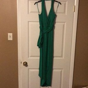Green backless dress